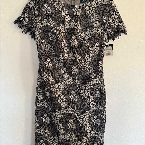 Ralph Lauren Black and Cream Floral Midi Dress - Picture 2 of 7